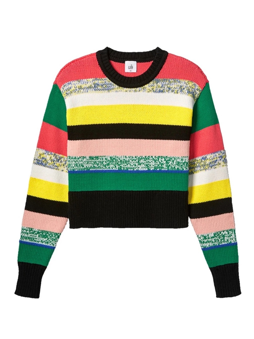 CABI POP Multi-Stripe Crewneck Sweater #4659 medium NWOT